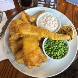 The Saddle Inn - Fish and Chips with garden peas