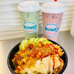 Boba Love - Matcha milk tea, strawberry milk tea and poke bowl