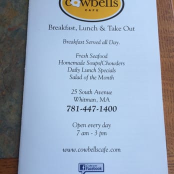 Cowbells Cafe - Menu - Seafood Near Me - Whitman, Massachusetts