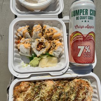 Hanaya Japanese Restaurant - Lunch special (I added a cider) - Japanese Near Me - Surrey, British Columbia