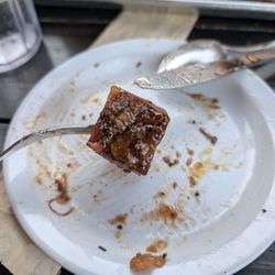 Pork belly burnt end, looks baked and not smoked. Had 0 smoke flavor