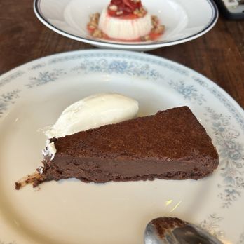 Catania - Flourless chocolate cake sans one bite and the smoothest panne cotta on the planet - Pizza Near Me - San Diego, California Catania - Flourless chocolate cake sans one bite and the smoothest panne cotta on the planet - Pizza Near Me - San Diego, California