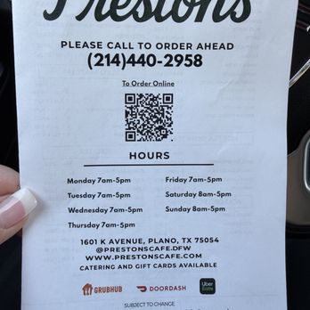 Preston’s Cafe - June 2026 - Sandwiches Near Me - Plano, Texas