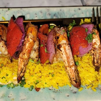 Saaya - Shrimp kabobs over rice - Lounges Near Me - Dallas, Texas Saaya - Shrimp kabobs over rice - Lounges Near Me - Dallas, Texas
