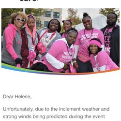 Susan G Komen Greater NYC - Race for the Cure 2022 cancelled due to inclement weather