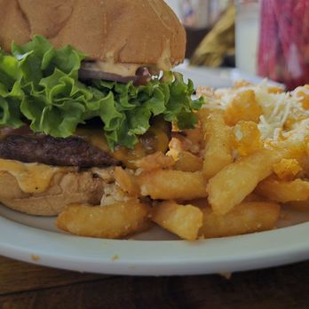 Lodi Beer Co - LBC Burger with garlic fries - Breweries Near Me - Lodi, California