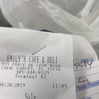 Emily's Cafe & Deli - a receipt for a donut - Delis Near Me - Coral Gables, Florida Emily's Cafe & Deli - a receipt for a donut - Delis Near Me - Coral Gables, Florida