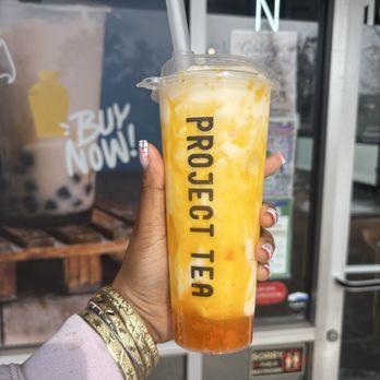 Project Tea - Peach Crush* with mango jelly - Bubble Tea Near Me - Chico, California