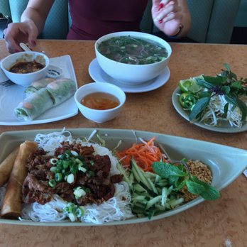 Pho Vina - My daughters plate rice, chicken, egg rolls, noodles, veggies. Good and very filling. - Vietnamese Near Me - Anaheim, California
