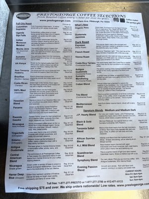 Menu photo 1 Prestogeorge Coffee & Tea Pittsburgh, PA Menu photo 1 Prestogeorge Coffee & Tea Pittsburgh, PA