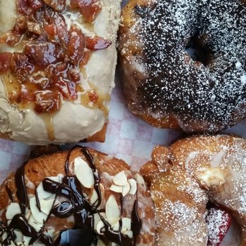 Bear Claw Bakery and Cafe - Maple bacon bar, 3 cronuts; cookies and creme, banana nutella and strawberrys and creme, I think. - Bakeries Near Me - Pinole, California