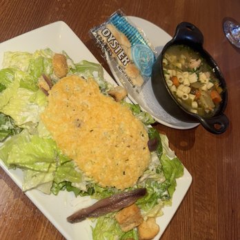 Redstone American Grill - Caesar salad and chicken noodle soup - Steakhouses Near Me - Eden Prairie, Minnesota