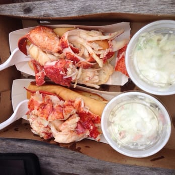 Footbridge Lobster - 2 lobster rolls with melted butter and cole slaw - Seafood Near Me - Ogunquit, Maine