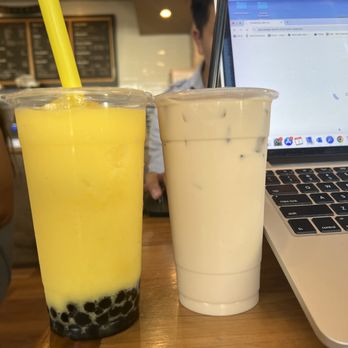 Cafe BT - Mango slush & milk tea (all drinks free boba) - Coffee & Tea Near Me - Walnut, California