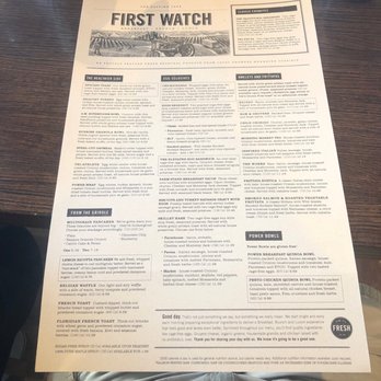 First Watch - The complete menu. Lots of options! - Breakfast & Brunch Near Me - Raleigh, North Carolina First Watch - The complete menu. Lots of options! - Breakfast & Brunch Near Me - Raleigh, North Carolina