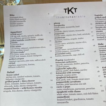 The Kitchen Table - Left side of the menu - Italian Near Me - Reno, Nevada The Kitchen Table - Left side of the menu - Italian Near Me - Reno, Nevada