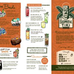 The Shameful Tiki Room - Drink Menu 1