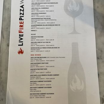 Live Fire Pizza - Wine menu at Live Fire Pizza in the Oxbow Public Market in Napa. - Pizza Near Me - Napa, California Live Fire Pizza - Wine menu at Live Fire Pizza in the Oxbow Public Market in Napa. - Pizza Near Me - Napa, California