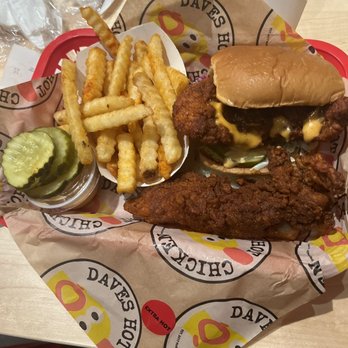 Dave's Hot Chicken - Dave's #3 menu 1 tender 1 slider with fries - Chicken Shop Near Me - Indianapolis, Indiana