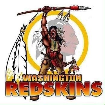 bp - A graphic illustration depicts a Native American warrior with long hair, traditional attire, and feathers, raising a spear. The background includes a silhouette of a face and a yellow circle. The image prominently features the text 'WASHINGTON REDSKINS' in bold letters, referencing the former NFL team name and logo. - Gas Stations Near Me - Silver Spring, Maryland