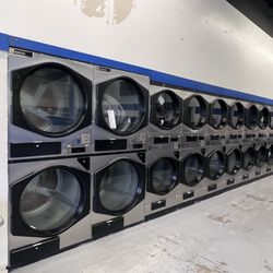 Soaps and Suds Laundromat - Entire wall of new dryers