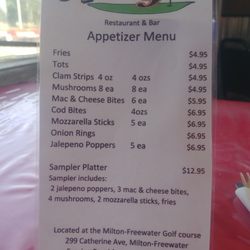 The Upper 9 - Appetizer menu