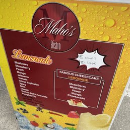 Lemonade menu Lemonade menu