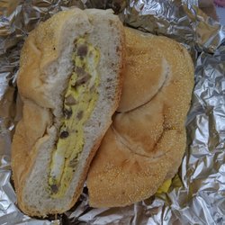 2 eggs, mushrooms, and ground pepper on a roll. Yummmmm!