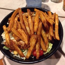 Draft House - Chicken salad with french fries on top of it. Yes, french fries.