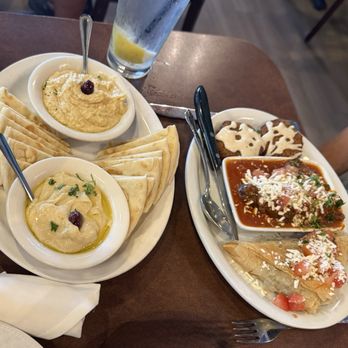Pitta Souvli Mediterranean Grill - Pikilia - A variety platter of hummus, baba ghanoush, dolmades, spanakopita, & falafel croquettes 6/17/25 - Greek Near Me - Chandler, Arizona Pitta Souvli Mediterranean Grill - Pikilia - A variety platter of hummus, baba ghanoush, dolmades, spanakopita, & falafel croquettes 6/17/25 - Greek Near Me - Chandler, Arizona