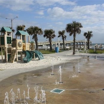 Splash Park at the Pier - The water jet area looking out to the pier. - Playgrounds Near Me - St. Augustine Beach, Florida