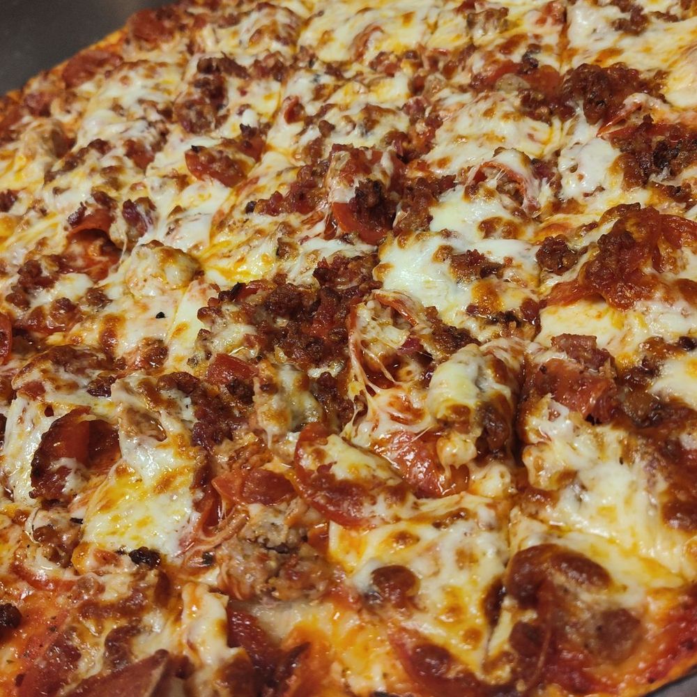 DeRango The Pizza King Racine West - 16" Large cheese, pepperoni, sausage, bacon - Italian Near Me - Racine, Wisconsin DeRango The Pizza King Racine West - 16" Large cheese, pepperoni, sausage, bacon - Italian Near Me - Racine, Wisconsin