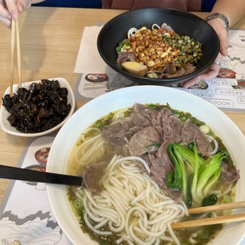 Noodology - Huaxi Beef Rice Noodle, Mixed with Minced Pork Noodle (dry), and the wood ear appetizer - Chinese Near Me - Irvine, California Noodology - Huaxi Beef Rice Noodle, Mixed with Minced Pork Noodle (dry), and the wood ear appetizer - Chinese Near Me - Irvine, California