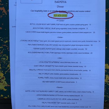 Barndiva - 6/21/2020 Re-Opening menu - New American Near Me - Healdsburg, California