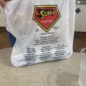 Super Taqueria - Bag showing locations - Mexican Near Me - Hollister, California