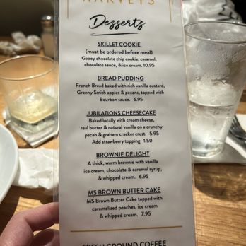 Harveys - Dessert menu - Steakhouses Near Me - Starkville, Mississippi