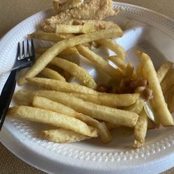 Catfish King of Waco - What I left on plate, after eating the beans and tomato relish