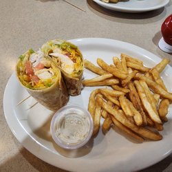 Downey's House - Buffalo chicken wrap w fries