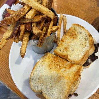 City Park Grill - Steak n fake frisco Burger with fries - Sports Bars Near Me - Saint Louis, Missouri City Park Grill - Steak n fake frisco Burger with fries - Sports Bars Near Me - Saint Louis, Missouri