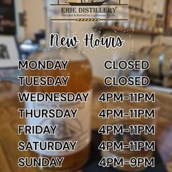 Erie Distillery - New Hours at Erie Distillery, as of Sunday June 8th, 2025!