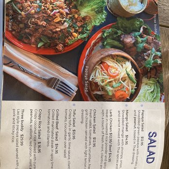 Andaman Thai - Salad Menu (as of October 2024) - Thai Near Me - Walnut Creek, California
