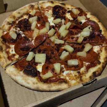 Mangini’s Pizzeria - Pepperoni with pineapple basically a 8" Mangini's Hawaiian without ham . Smokey & sweet delight - Pizza Near Me - Imperial Beach, California