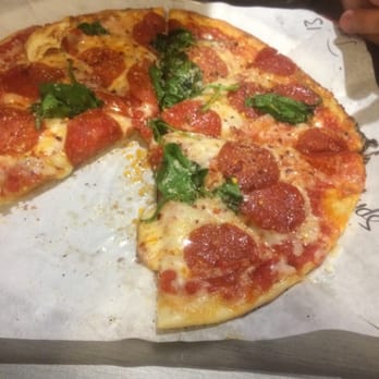 Smack Pie Pizza - My husbands Pepperoni, sauce and spinach leaves. He went "basic". But soooo yummy! - Pizza Near Me - Lodi, California