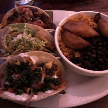 Miti Miti - Mix & match tacos: Crispy Chicken, BBQ Chicken, and Western BBQ Steak tacos with side of beans, rice, and maduros - Latin American Near Me - Brooklyn, New York Miti Miti - Mix & match tacos: Crispy Chicken, BBQ Chicken, and Western BBQ Steak tacos with side of beans, rice, and maduros - Latin American Near Me - Brooklyn, New York