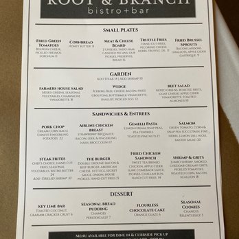 Root & Branch Bistro + Bar - Menu - New American Near Me - Clermont, Florida
