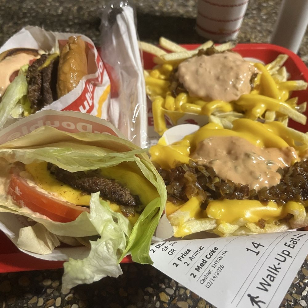 Double doubles with animal style fries. Double doubles with animal style fries.