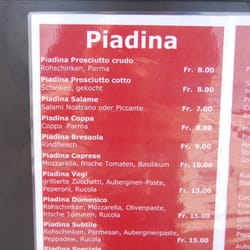 Piadina - Menu up close
