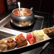 Photo of The Melting Pot - Westwood, NJ, United States. Bananas foster with dippers