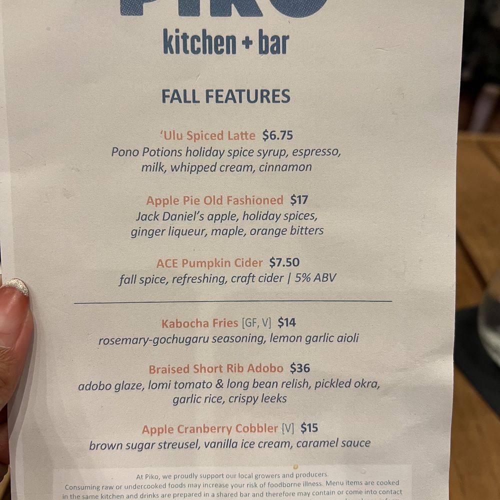 Piko Kitchen + Bar - Fall specials - Cocktail Bars Near Me - Honolulu, Hawaii