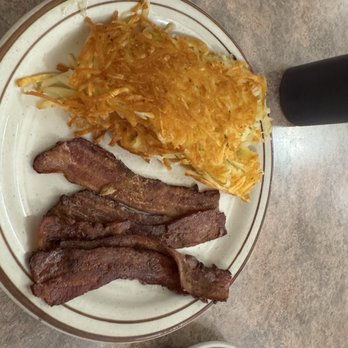 Just Breakfast - Sides of hash brown potatoes and bacon. - Breakfast & Brunch Near Me - San Jose, California Just Breakfast - Sides of hash brown potatoes and bacon. - Breakfast & Brunch Near Me - San Jose, California